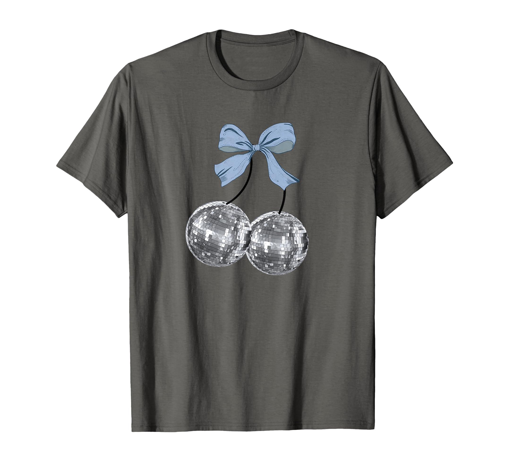 Coquette Disco Cherry Balls Blue Bow T-Shirt - Aesthetic Graphic Unisex - T-Shirt, Sweatshirt, Hoodie