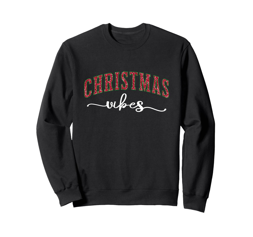 Vibes Festive Typography Holiday Sweatshirt - Unique Graphic Men Women - T-Shirt, Sweatshirt, Hoodie