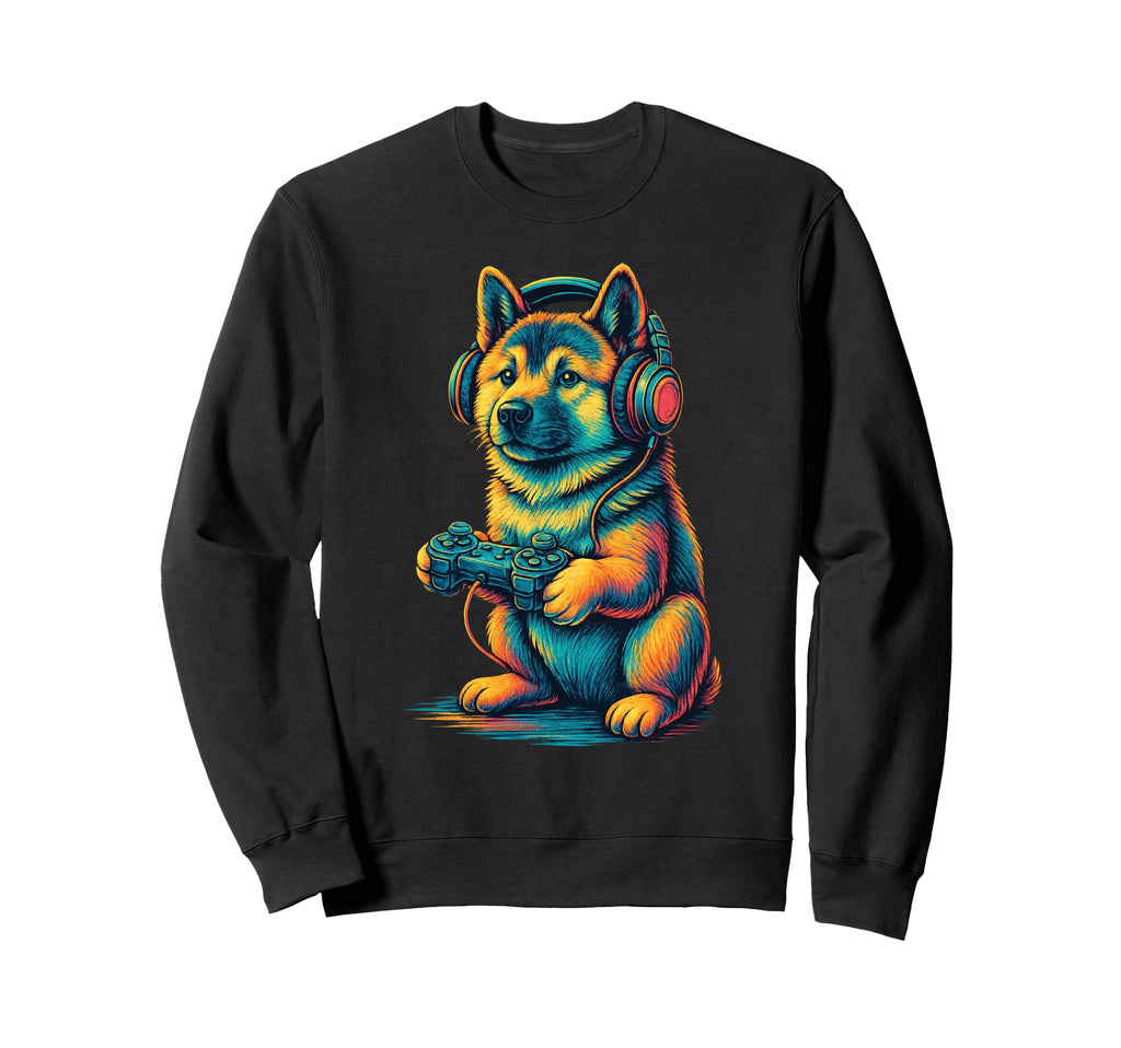 American Akita Gamer Gaming Dog Sweatshirt - Aesthetic Graphic Men Women - T-Shirt, Sweatshirt, Hoodie