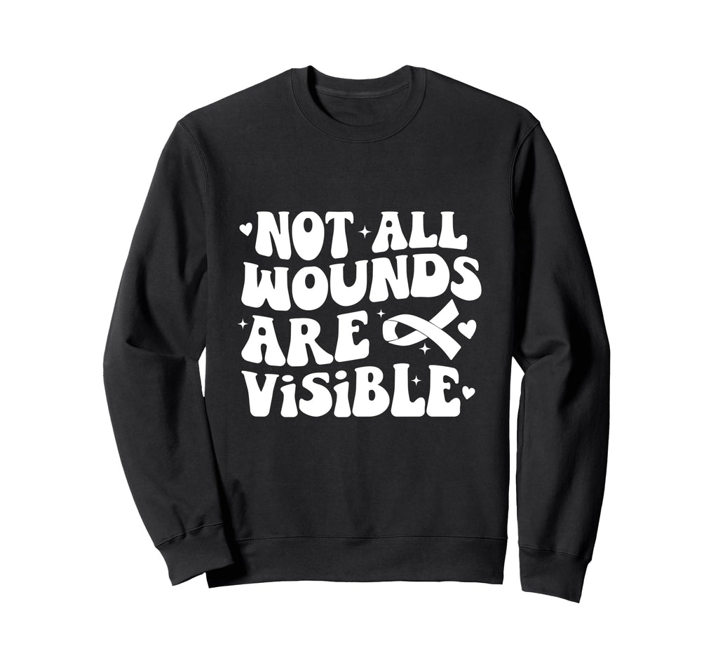Not All Wounds Are Visible Groovy Sweatshirt - Minimalist Print for Adults - T-Shirt, Sweatshirt, Hoodie