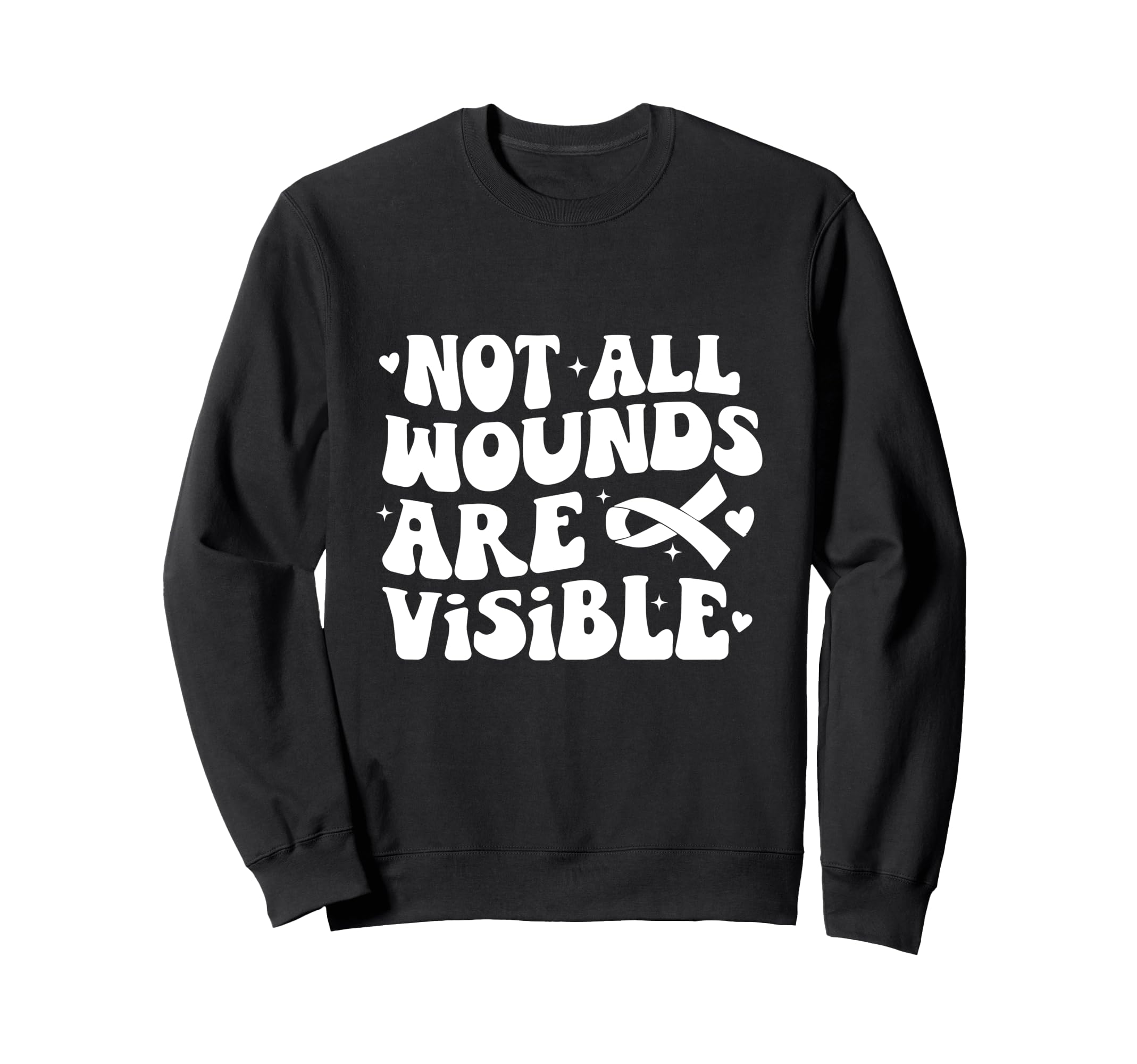Not All Wounds Are Visible Groovy Sweatshirt - Minimalist Print for Adults - T-Shirt, Sweatshirt, Hoodie