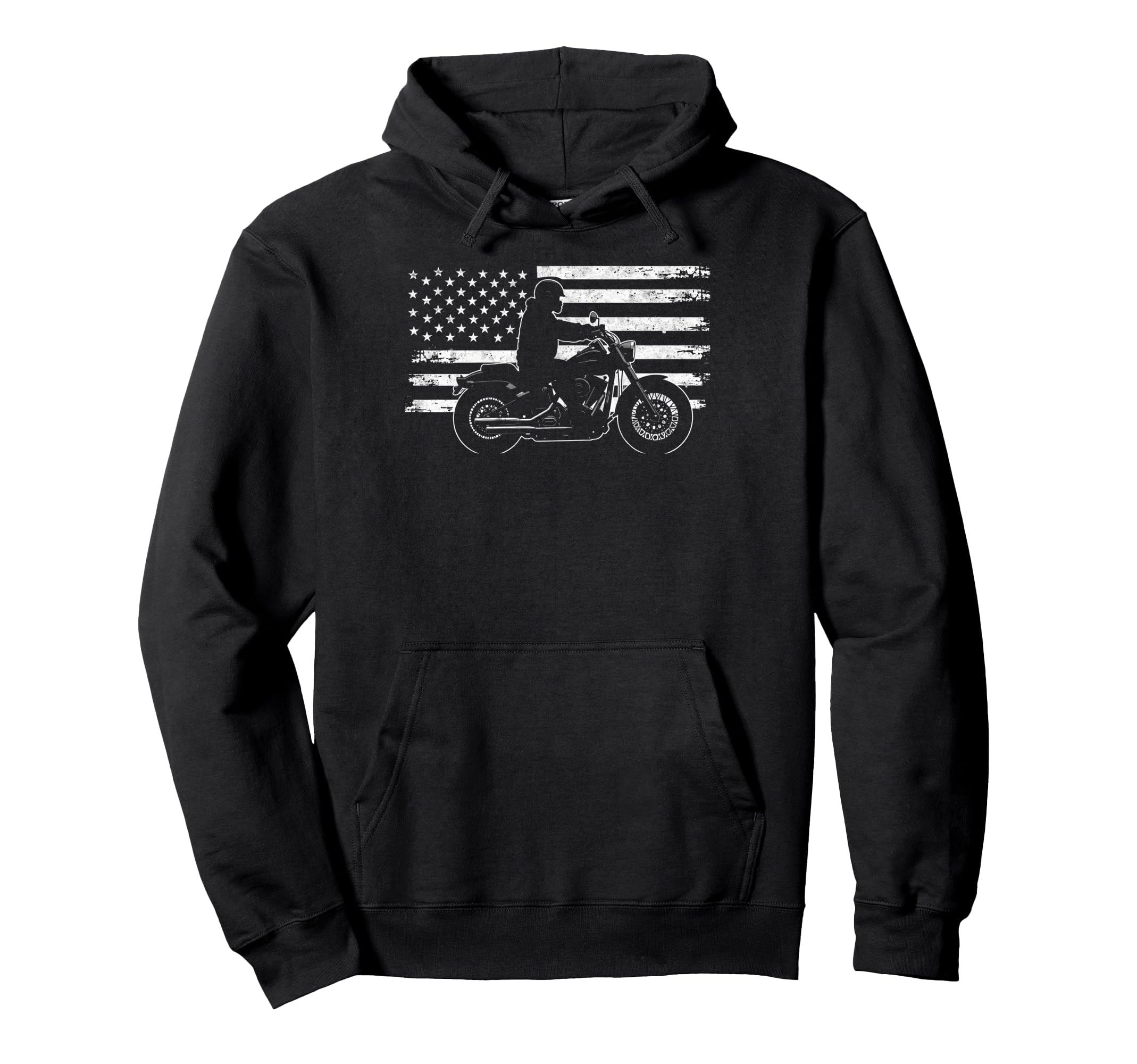 Us Flag Biker Riding Lover Motorcycle Hoodie - Fun Novelty Design Unisex - T-Shirt, Sweatshirt, Hoodie