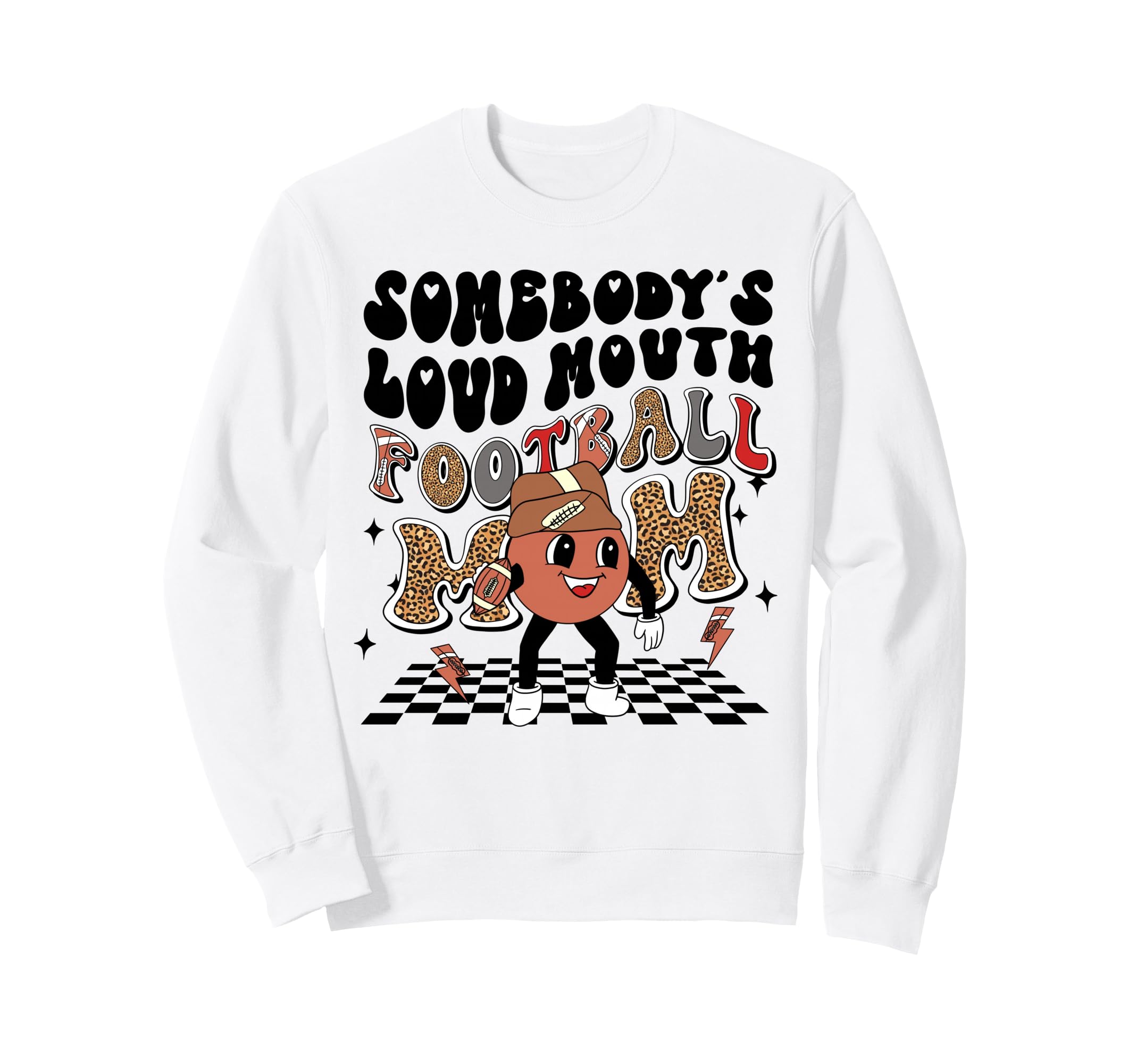 Football Mom Leopard Sports Sweatshirt - Aesthetic Graphic for Adults - T-Shirt, Sweatshirt, Hoodie