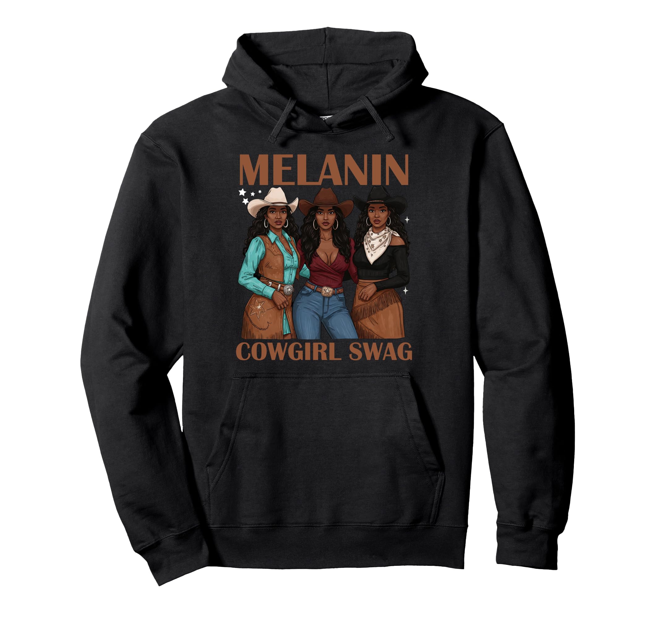 Lets Go Western Country Melanin Hoodie - Minimalist Print for Adults - T-Shirt, Sweatshirt, Hoodie