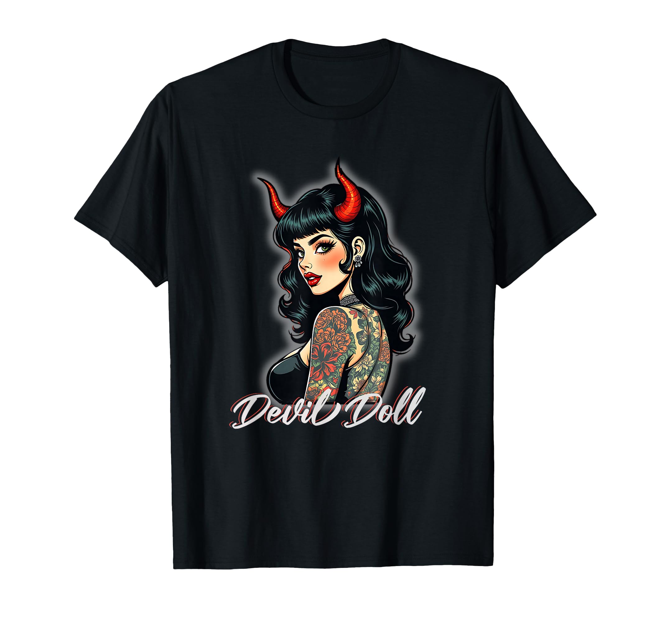 Rockabilly Devil Pin Up 1950S Tattoo T-Shirt - Novelty Apparel Unisex - T-Shirt, Sweatshirt, Hoodie