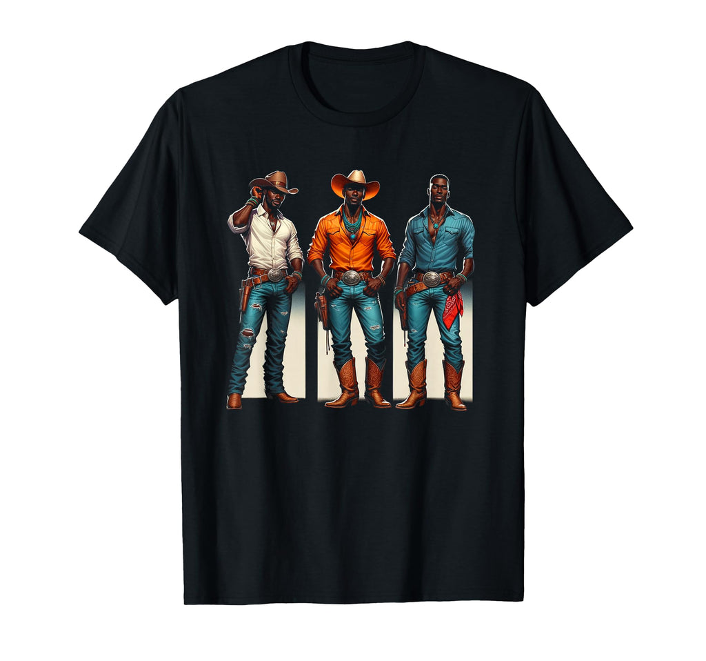 Black Cowboy Western Rodeo Melanin T-Shirt - Custom Art Print for Adults - T-Shirt, Sweatshirt, Hoodie