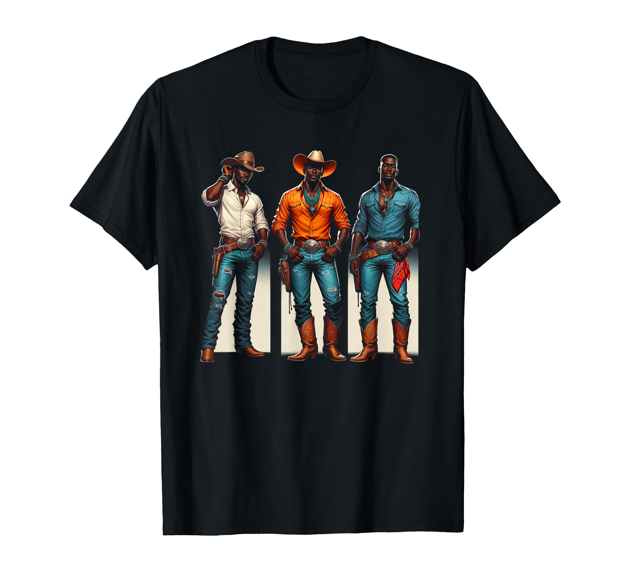 Black Cowboy Western Rodeo Melanin T-Shirt - Custom Art Print for Adults - T-Shirt, Sweatshirt, Hoodie