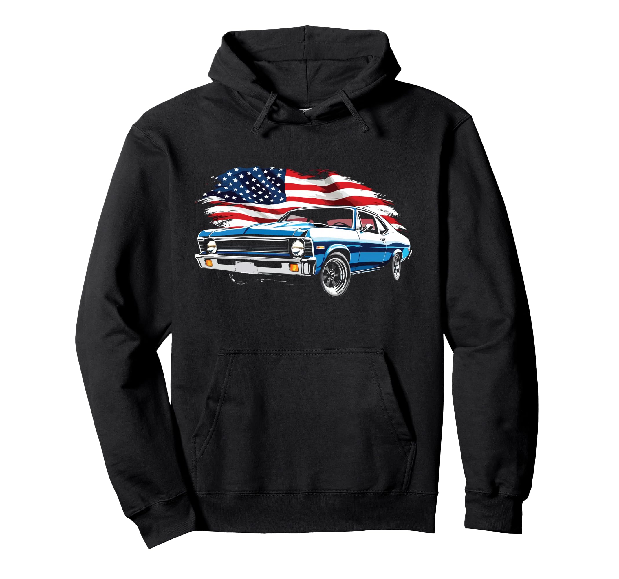 1969 Nova Ss Muscle Car Patriotic Hoodie - Aesthetic Graphic Men Women - T-Shirt, Sweatshirt, Hoodie