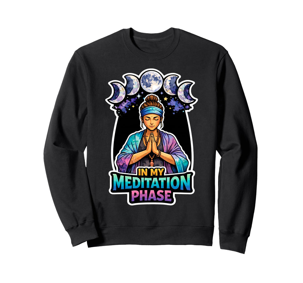 Moon Meditation Lunar Mindfulness Sweatshirt - Fun Novelty Design Unisex - T-Shirt, Sweatshirt, Hoodie