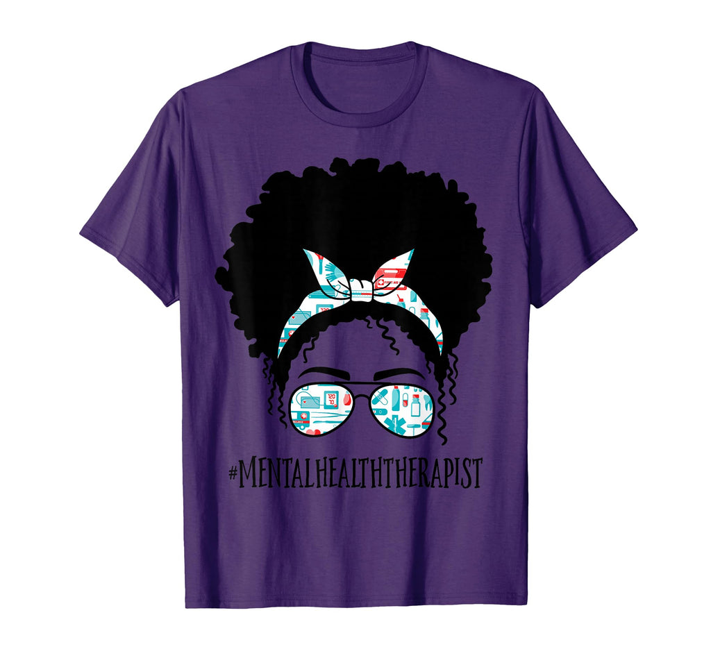 Mental Health Therapist Black Afro T-Shirt - Aesthetic Graphic for Adults - T-Shirt, Sweatshirt, Hoodie