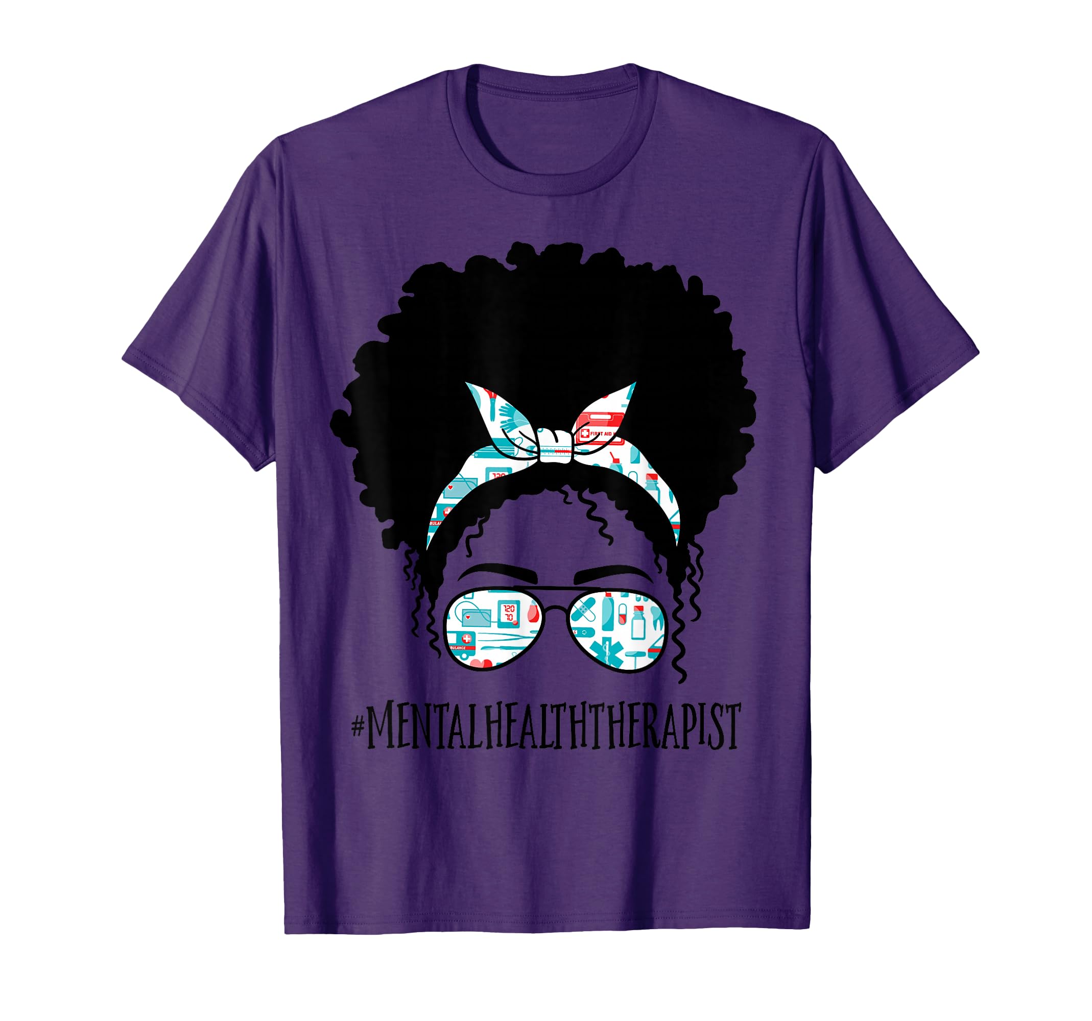 Mental Health Therapist Black Afro T-Shirt - Aesthetic Graphic for Adults - T-Shirt, Sweatshirt, Hoodie