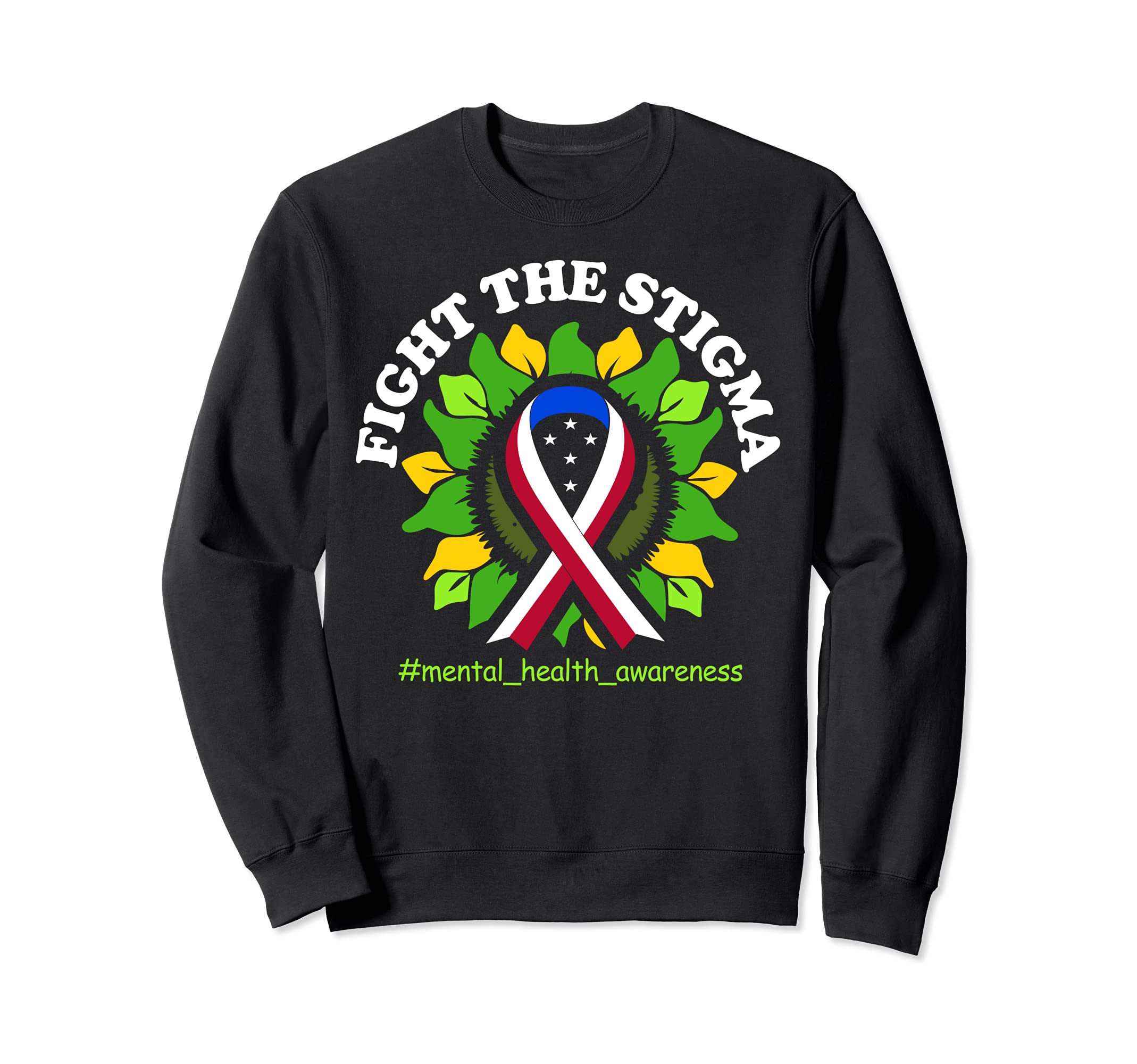 Fight Stigma Usa Flag Ribbon Sweatshirt - Casual Everyday Wear Unisex - T-Shirt, Sweatshirt, Hoodie