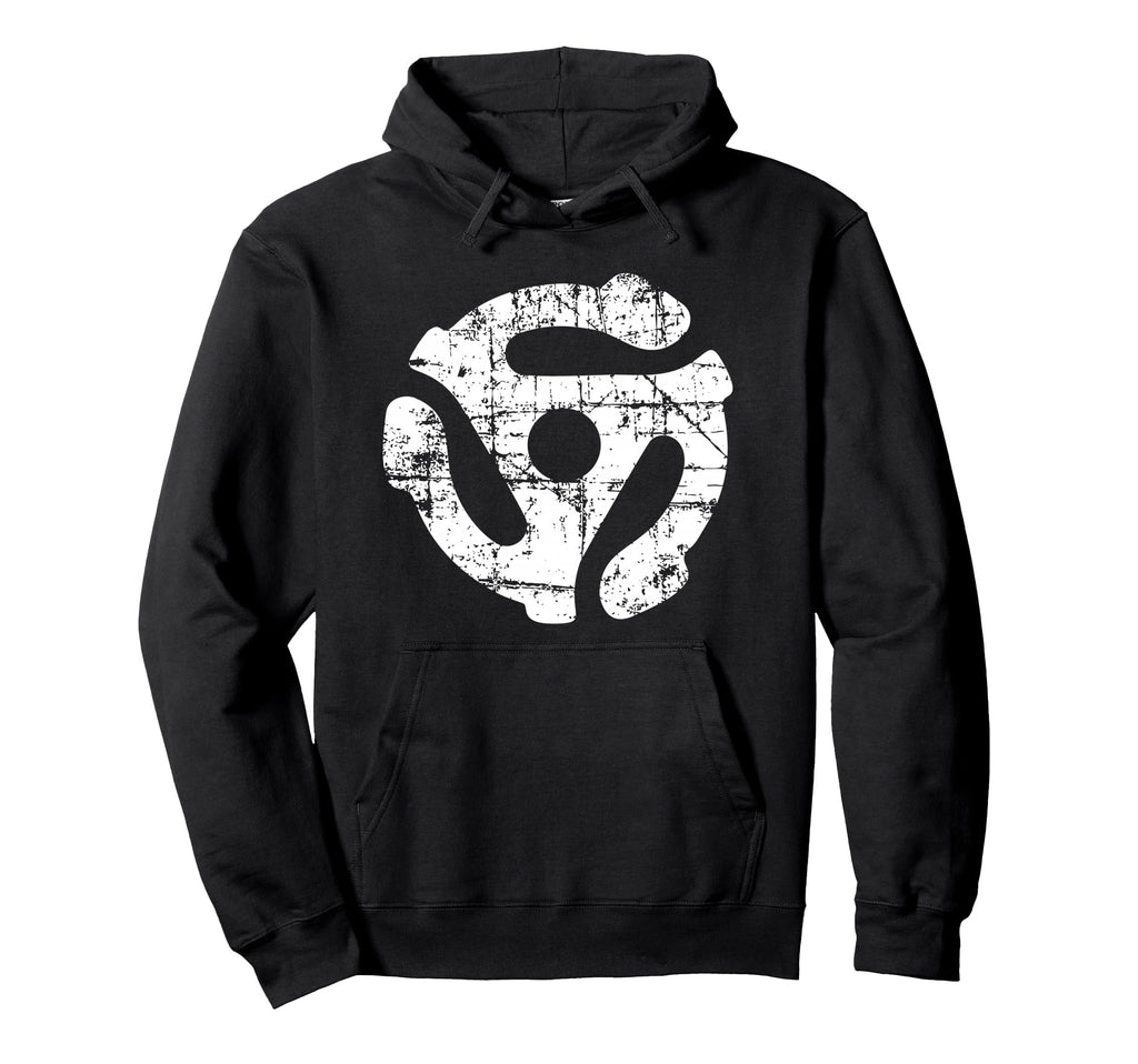 45 Rpm Record Adapter White Turntable Hoodie - Custom Art Print for Adults - T-Shirt, Sweatshirt, Hoodie