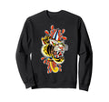Tiger Head Dagger Tattoo Flash Sweatshirt - Aesthetic Graphic for Adults - T-Shirt, Sweatshirt, Hoodie