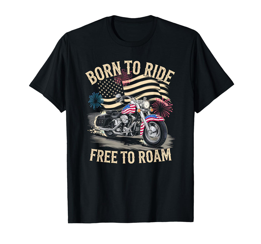 American Flag Motorcycle Usa Flag Biker T-Shirt - Minimalist Print Unisex - T-Shirt, Sweatshirt, Hoodie