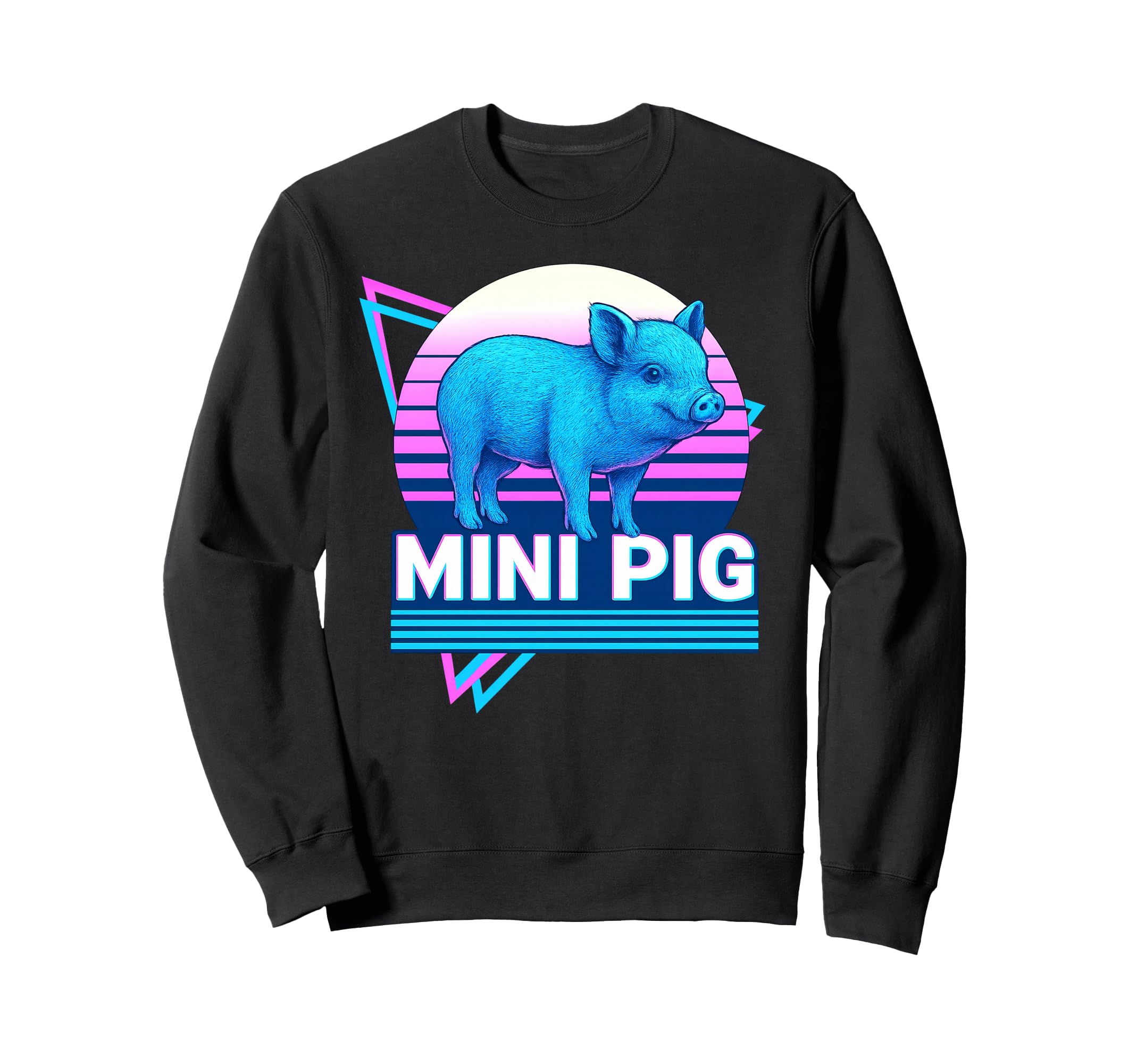 Mini Pig Synthwave Aesthetic Pet Lover Sweatshirt - Streetwear Style Unisex - T-Shirt, Sweatshirt, Hoodie