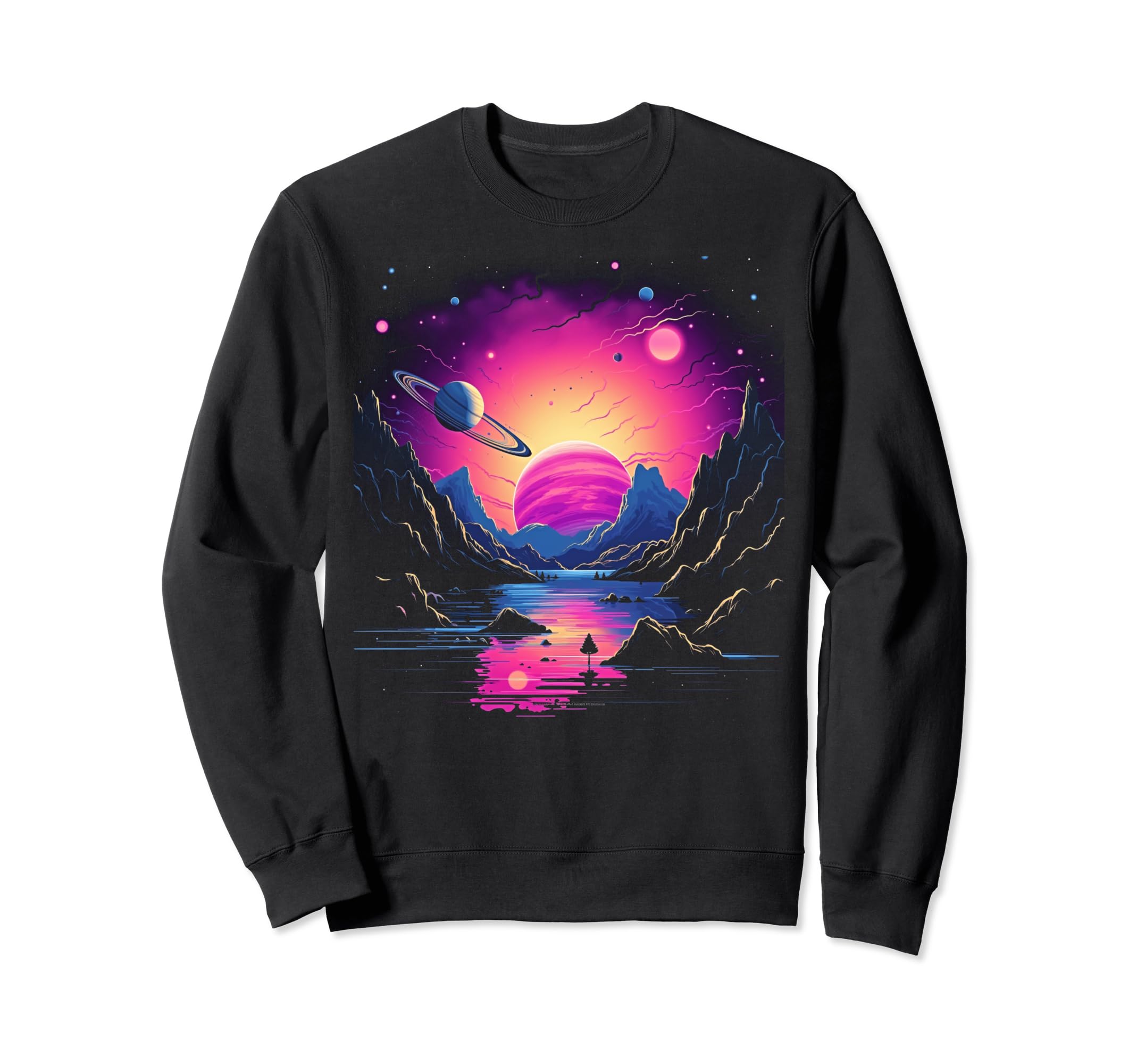 Vaporwave Solar System 80S Sweatshirt - Minimalist Print for Adults - T-Shirt, Sweatshirt, Hoodie