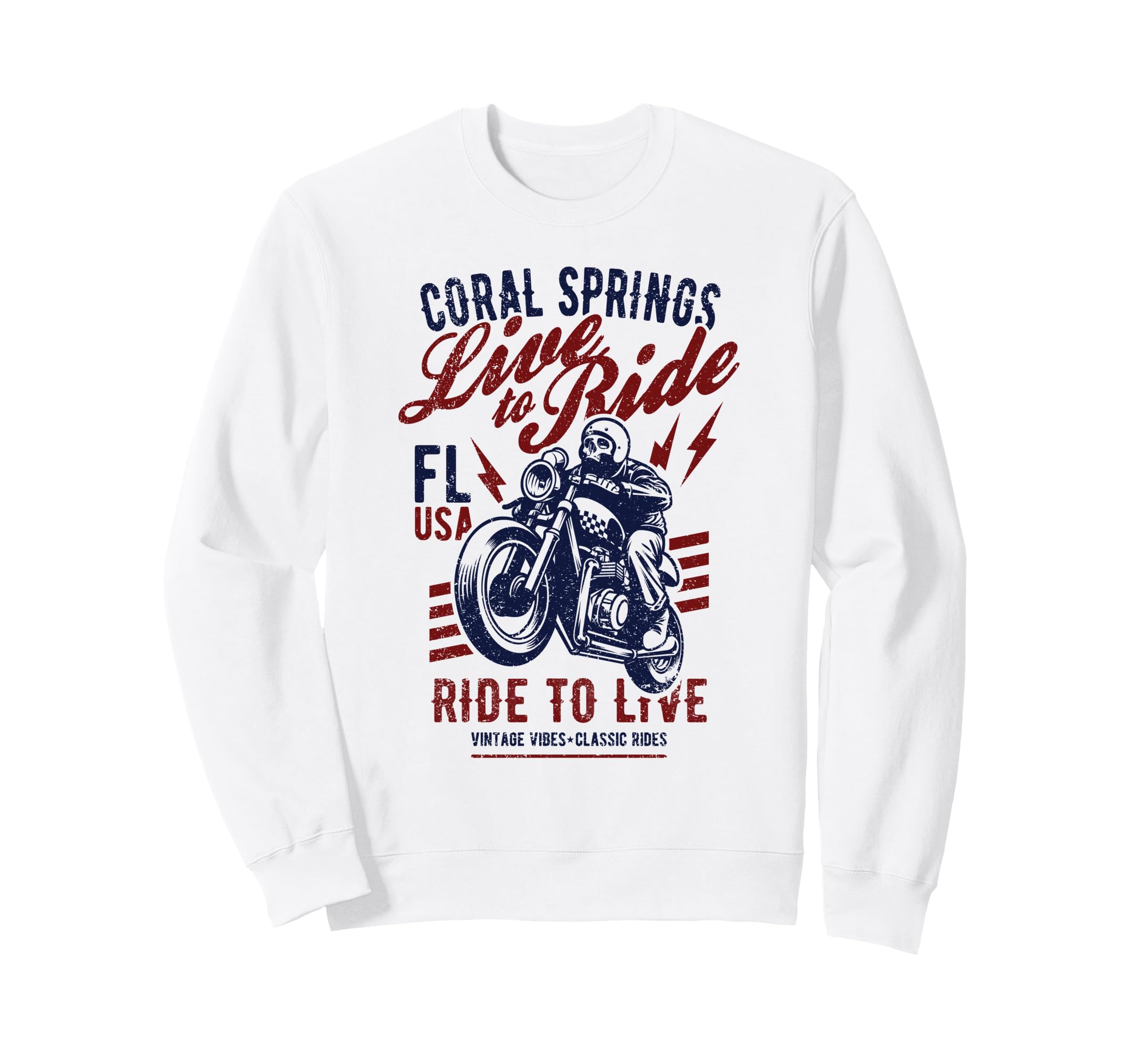 Coral Springs Florida Motorcycle Sweatshirt - Aesthetic Graphic Men Women - T-Shirt, Sweatshirt, Hoodie
