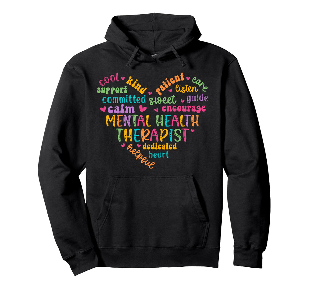 Mental Health Therapist Heart Mental Hoodie - Minimalist Print Men Women - T-Shirt, Sweatshirt, Hoodie