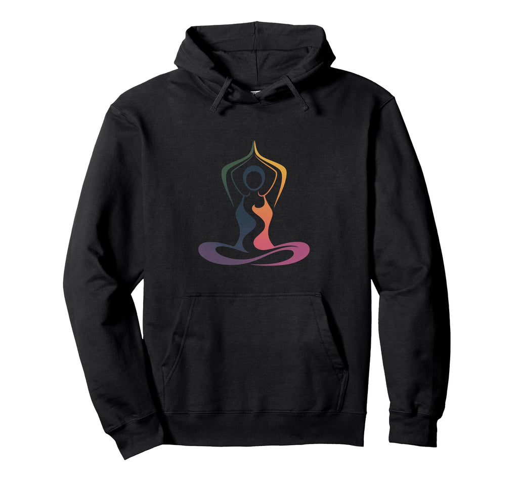 Meditating Figure Lotus Pose Mindful Hoodie - Graphic Print Men Women - T-Shirt, Sweatshirt, Hoodie