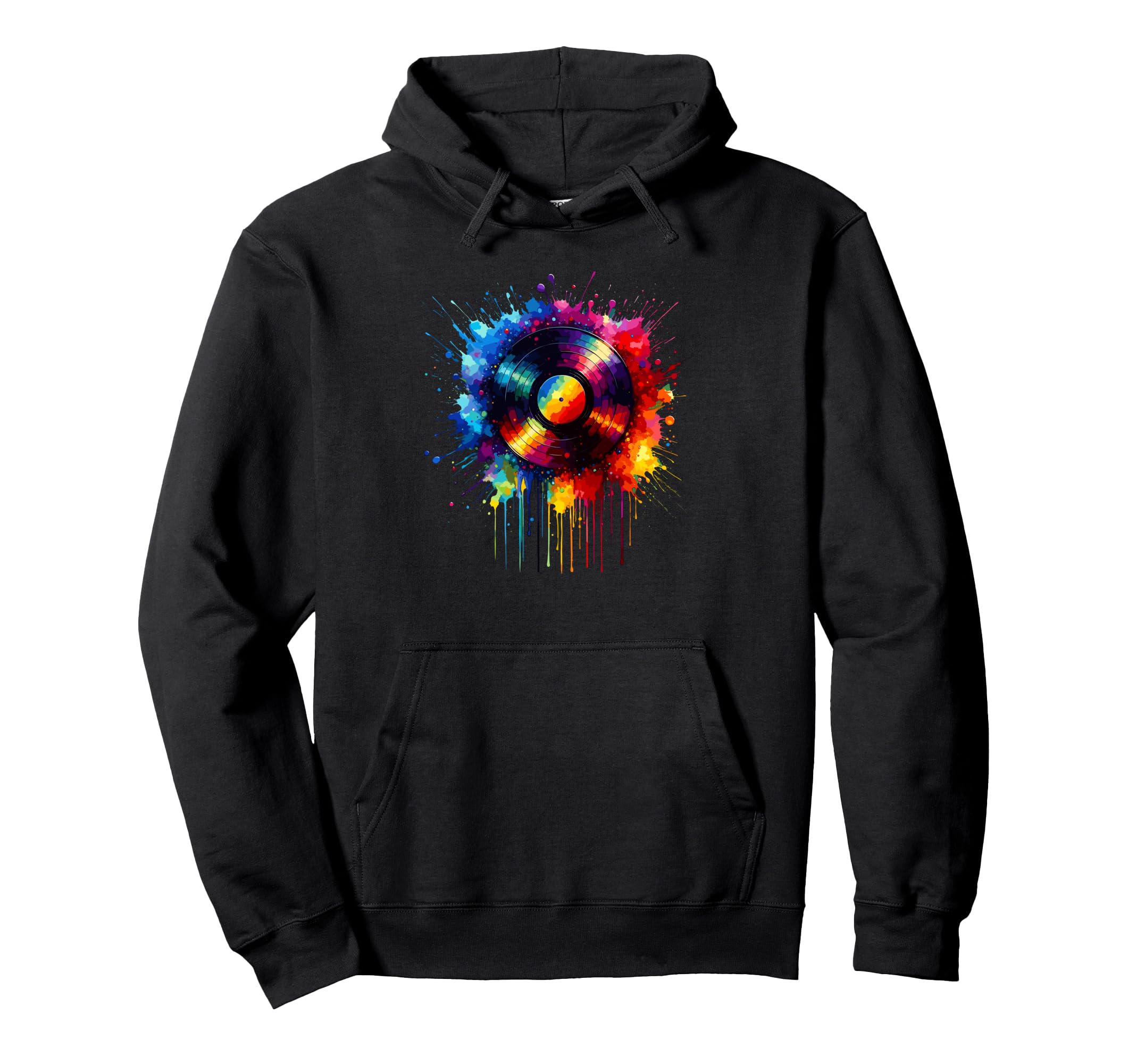 Splash Art Vinyl Disc Record Player Music Hoodie - Unique Graphic Men Women - T-Shirt, Sweatshirt, Hoodie