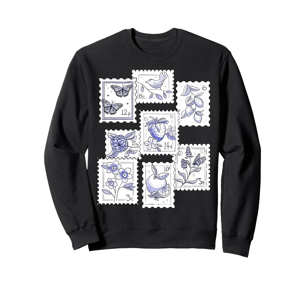 Postage Stamp Pattern Flower Sweatshirt - Streetwear Style Men Women - T-Shirt, Sweatshirt, Hoodie