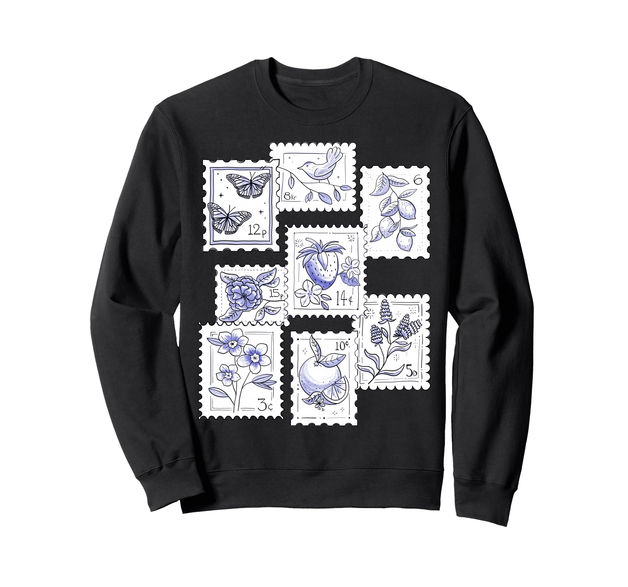 Postage Stamp Pattern Flower Sweatshirt - Streetwear Style Men Women - T-Shirt, Sweatshirt, Hoodie