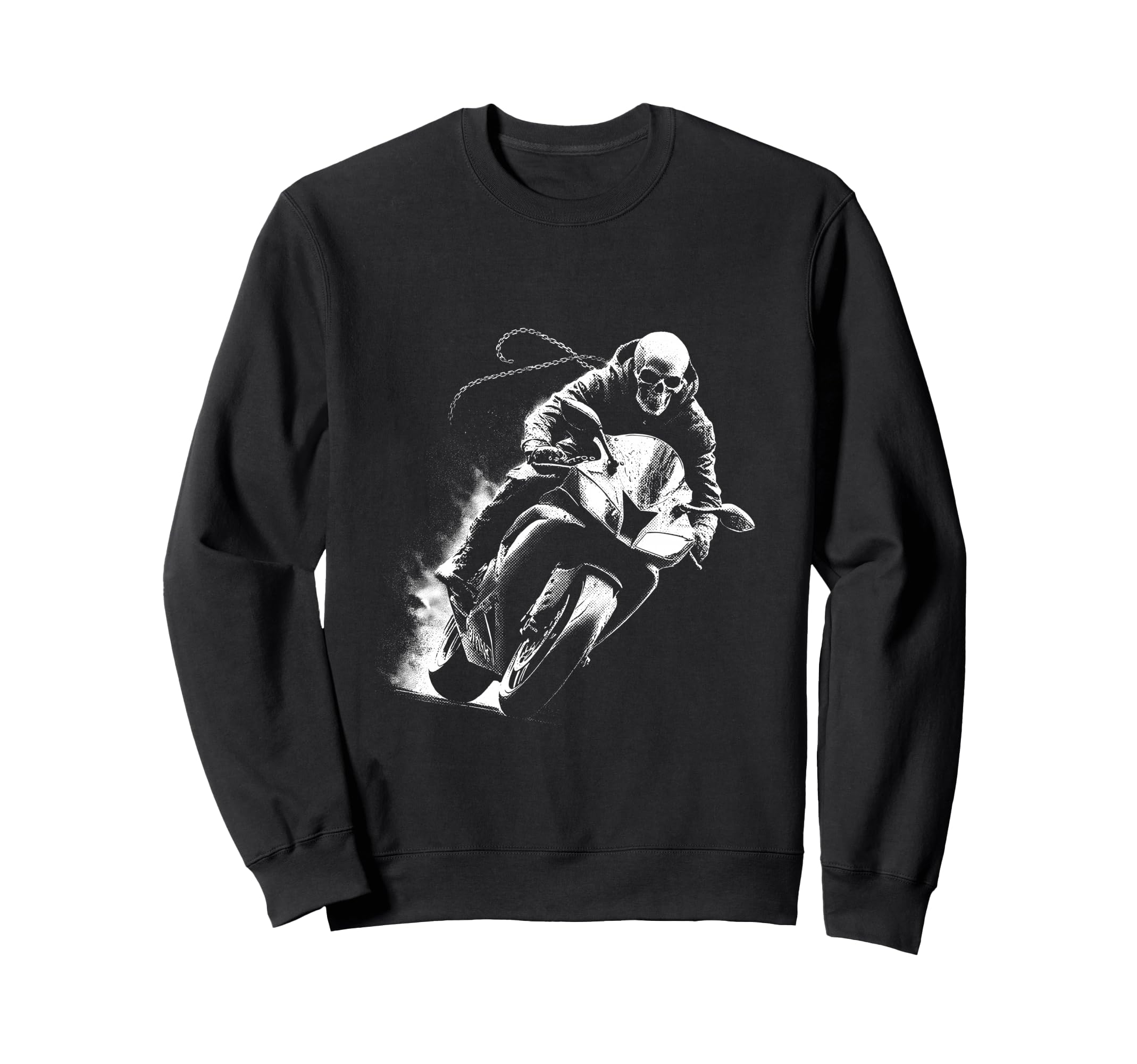 Skeleton Riding Motorcycle Y2K Wash Sweatshirt - Unique Graphic Unisex - T-Shirt, Sweatshirt, Hoodie