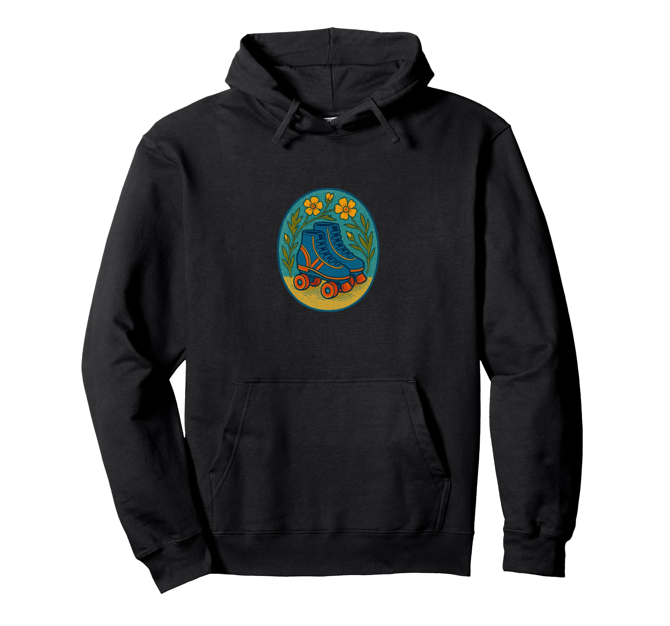 Roller Skates Floral Skaters Artwork Hoodie - Fun Novelty Design for Adults - T-Shirt, Sweatshirt, Hoodie