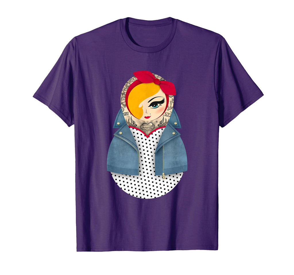 Matryoshka Jayne Pin Up Dots Rockabilly T-Shirt - Graphic Print Unisex - T-Shirt, Sweatshirt, Hoodie