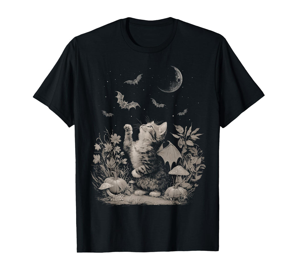 Halloween Cat Bat Wings Fall Fairycore T-Shirt - Graphic Print for Adults - T-Shirt, Sweatshirt, Hoodie