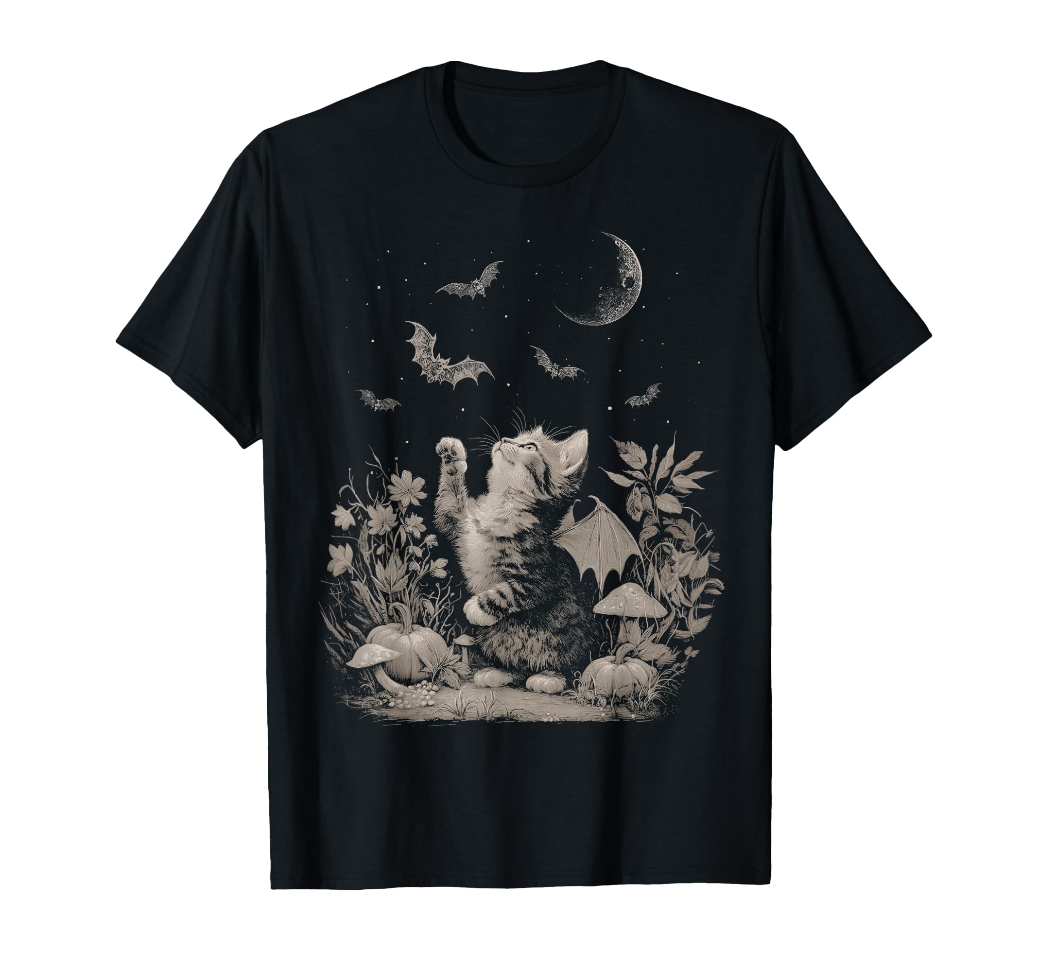 Halloween Cat Bat Wings Fall Fairycore T-Shirt - Graphic Print for Adults - T-Shirt, Sweatshirt, Hoodie