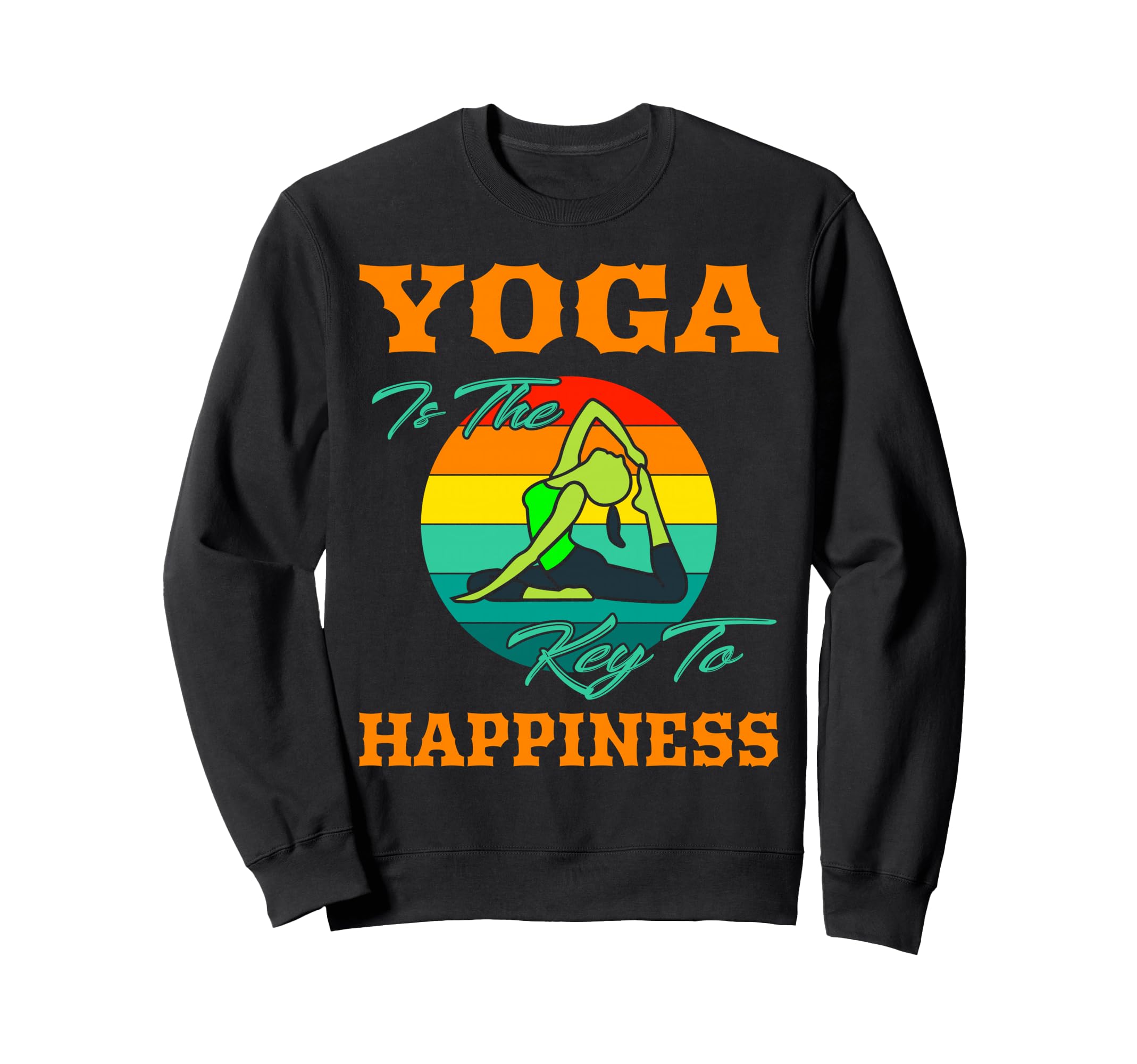Yoga Is Key To Happiness Sunset Yoga Sweatshirt - Unique Graphic Men Women - T-Shirt, Sweatshirt, Hoodie