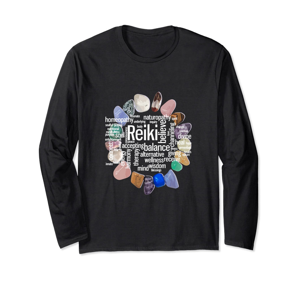 Reiki Terms Wordcloud Crystal T-Shirt - Fun Novelty Design for Adults - T-Shirt, Sweatshirt, Hoodie
