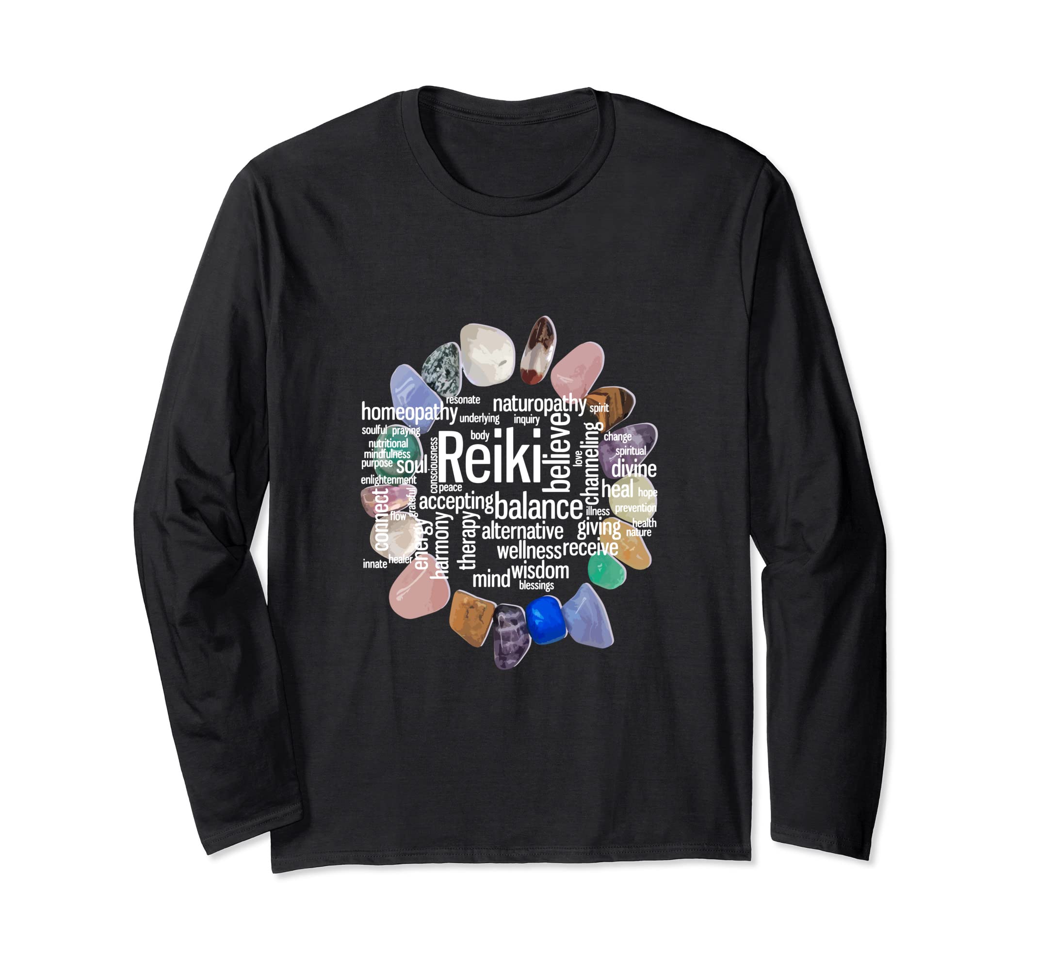 Reiki Terms Wordcloud Crystal T-Shirt - Fun Novelty Design for Adults - T-Shirt, Sweatshirt, Hoodie