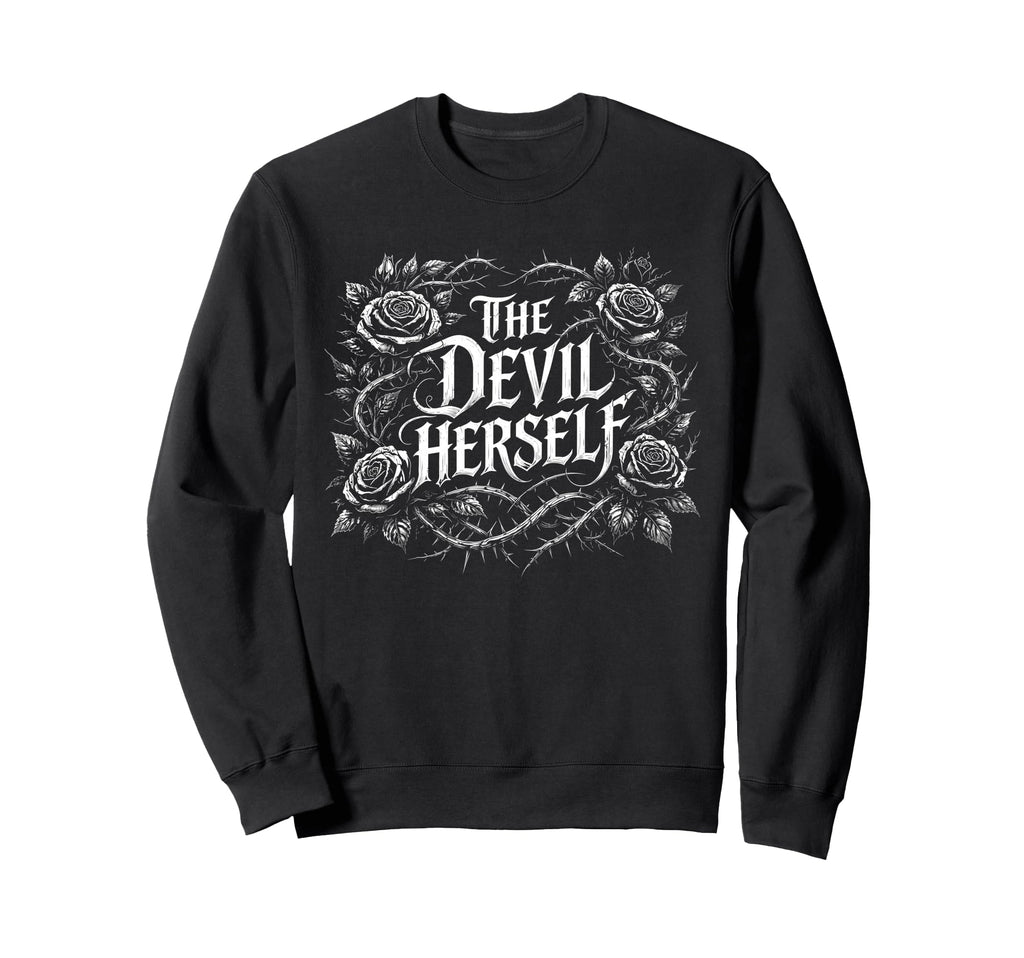 Devil Herself Occult Dark Feminine Sweatshirt - Minimalist Print Unisex - T-Shirt, Sweatshirt, Hoodie
