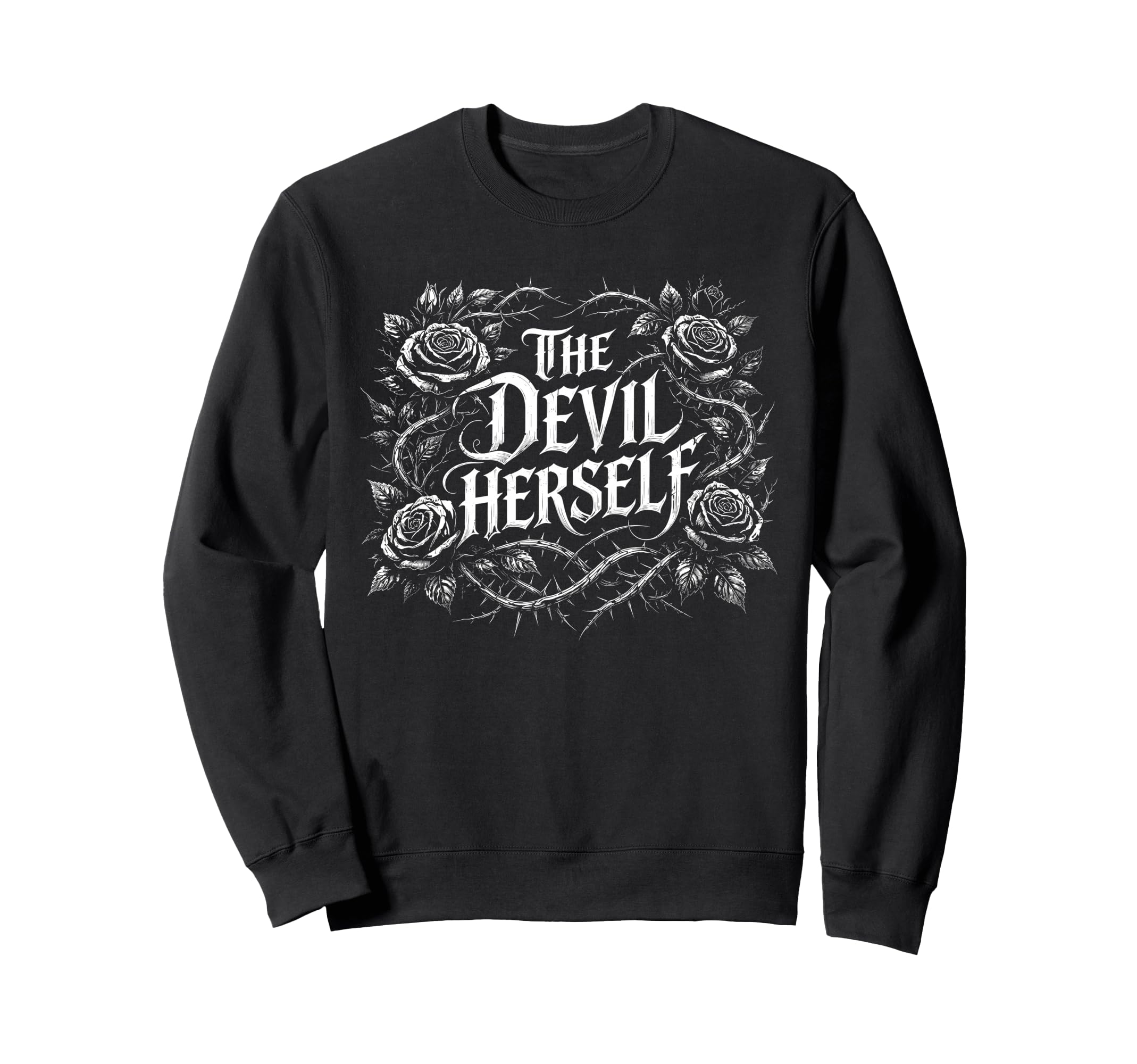 Devil Herself Occult Dark Feminine Sweatshirt - Minimalist Print Unisex - T-Shirt, Sweatshirt, Hoodie