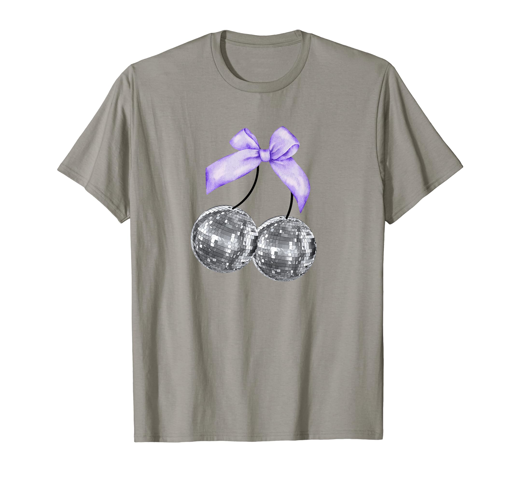 Disco Cherry Balls Purple Bow Coquette T-Shirt - Trendy Graphic Men Women - T-Shirt, Sweatshirt, Hoodie