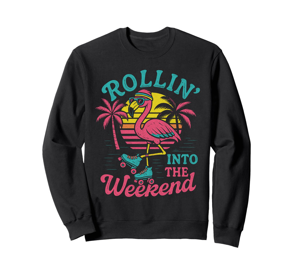 Funny Roller Skating Flamingo Sweatshirt - Fun Novelty Design for Adults - T-Shirt, Sweatshirt, Hoodie