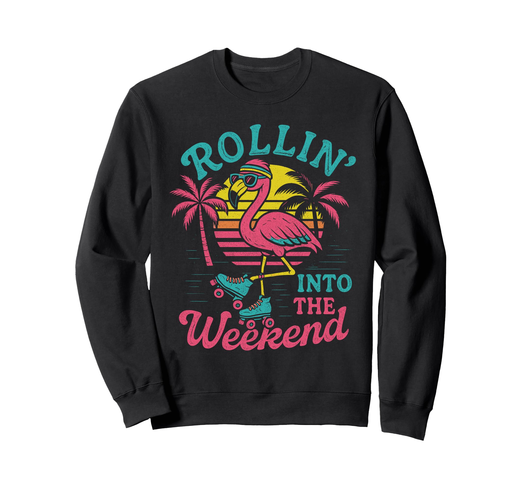 Funny Roller Skating Flamingo Sweatshirt - Fun Novelty Design for Adults - T-Shirt, Sweatshirt, Hoodie
