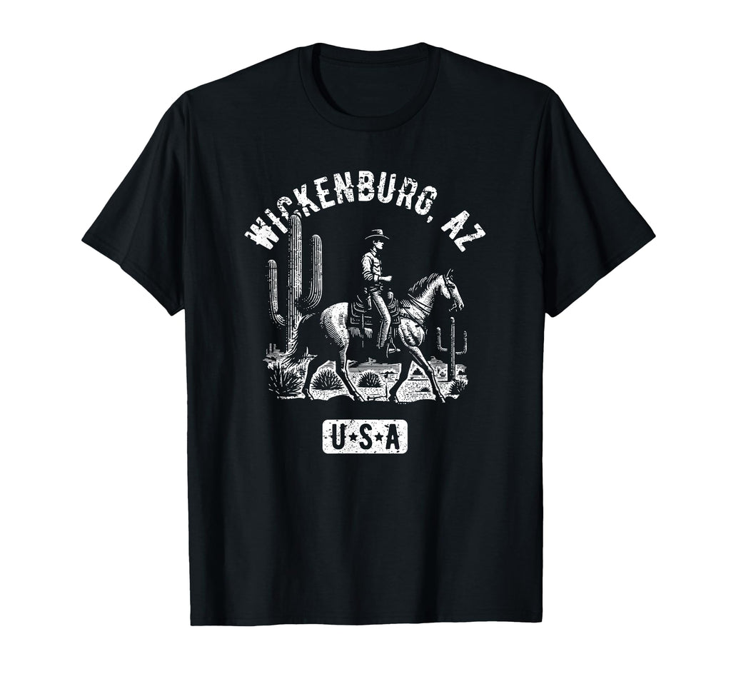 Wickenburg Az Usa Cowboy Horse Distressed T-Shirt - Trendy Graphic Unisex - T-Shirt, Sweatshirt, Hoodie