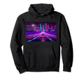 Cyberpunk Digital City Road Scene 80S Hoodie - Trendy Graphic Unisex - T-Shirt, Sweatshirt, Hoodie