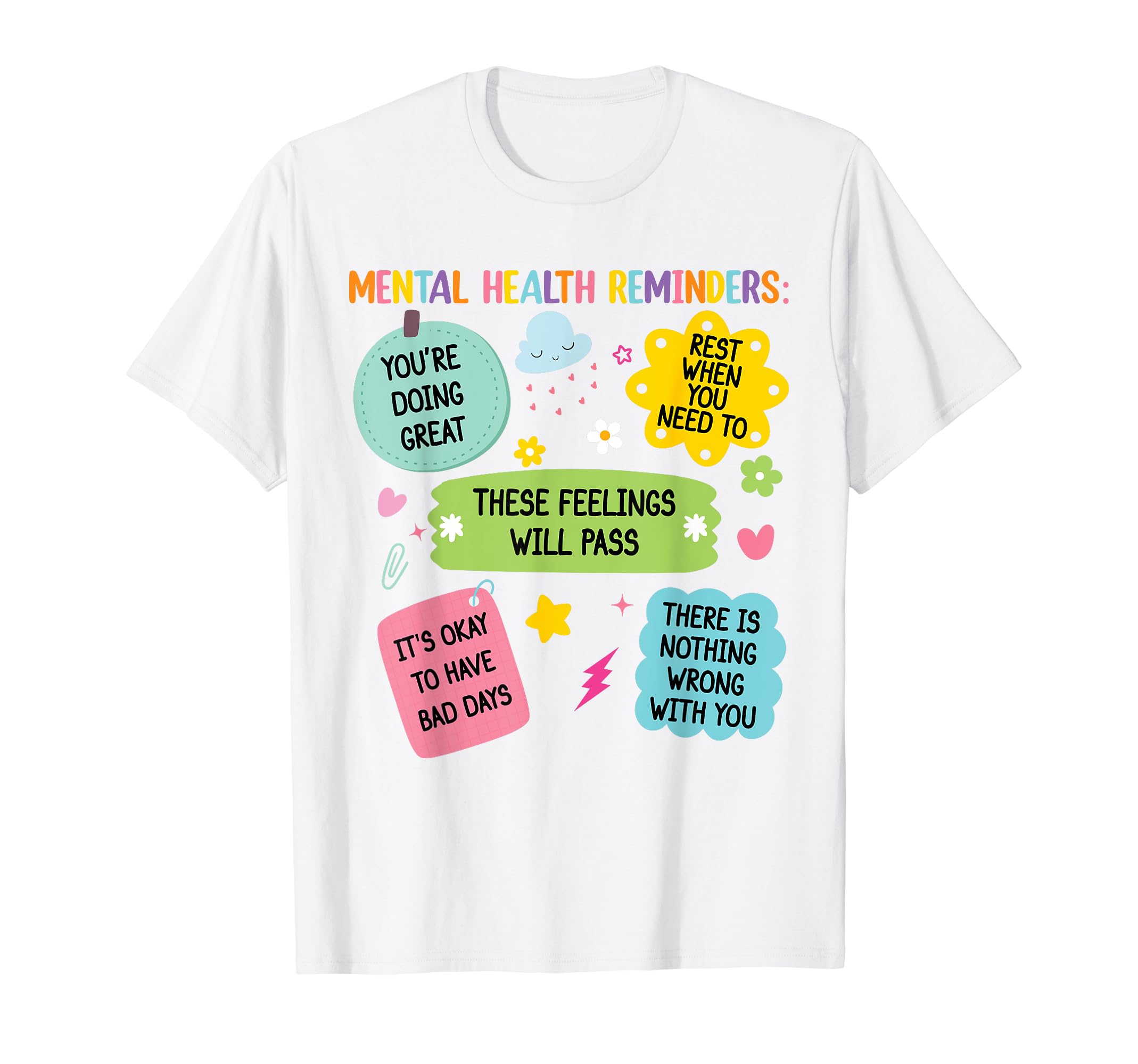 Mental Health Reminders Note To T-Shirt - Aesthetic Graphic for Adults - T-Shirt, Sweatshirt, Hoodie