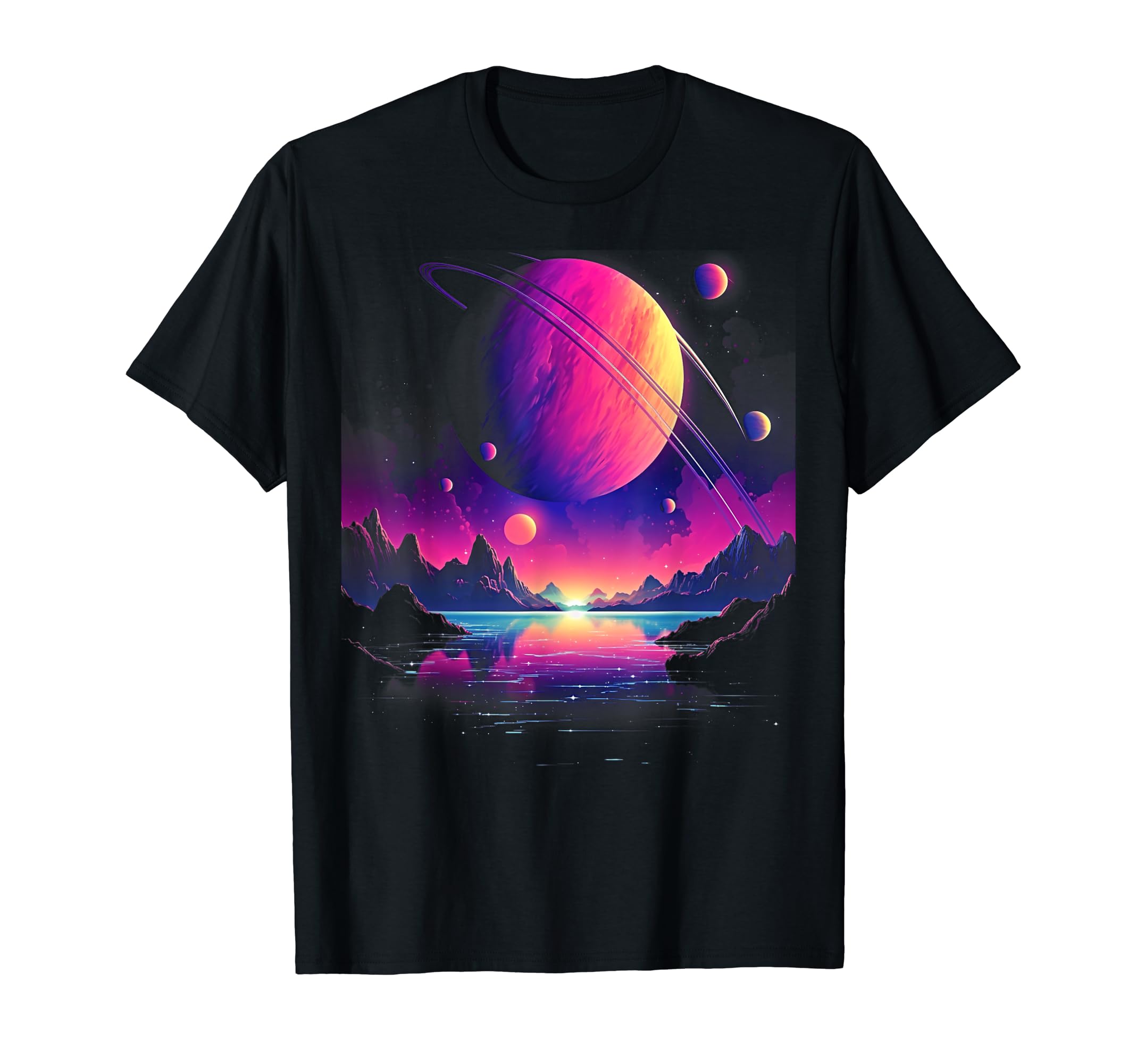 Vaporwave Solar System 80S Synthwave T-Shirt - Novelty Apparel for Adults - T-Shirt, Sweatshirt, Hoodie