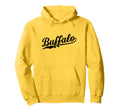 Buffalo New York Script 1970S White Text Hoodie - Trendy Graphic for Adults - T-Shirt, Sweatshirt, Hoodie
