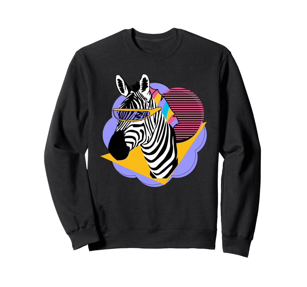 Zebra Sunglasses Synthwave 80S 90S Sweatshirt - Novelty Apparel for Adults - T-Shirt, Sweatshirt, Hoodie