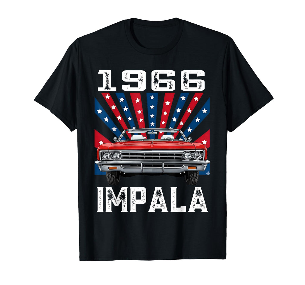 American Flag 1966 66 Impala Old T-Shirt - Trendy Graphic for Adults - T-Shirt, Sweatshirt, Hoodie