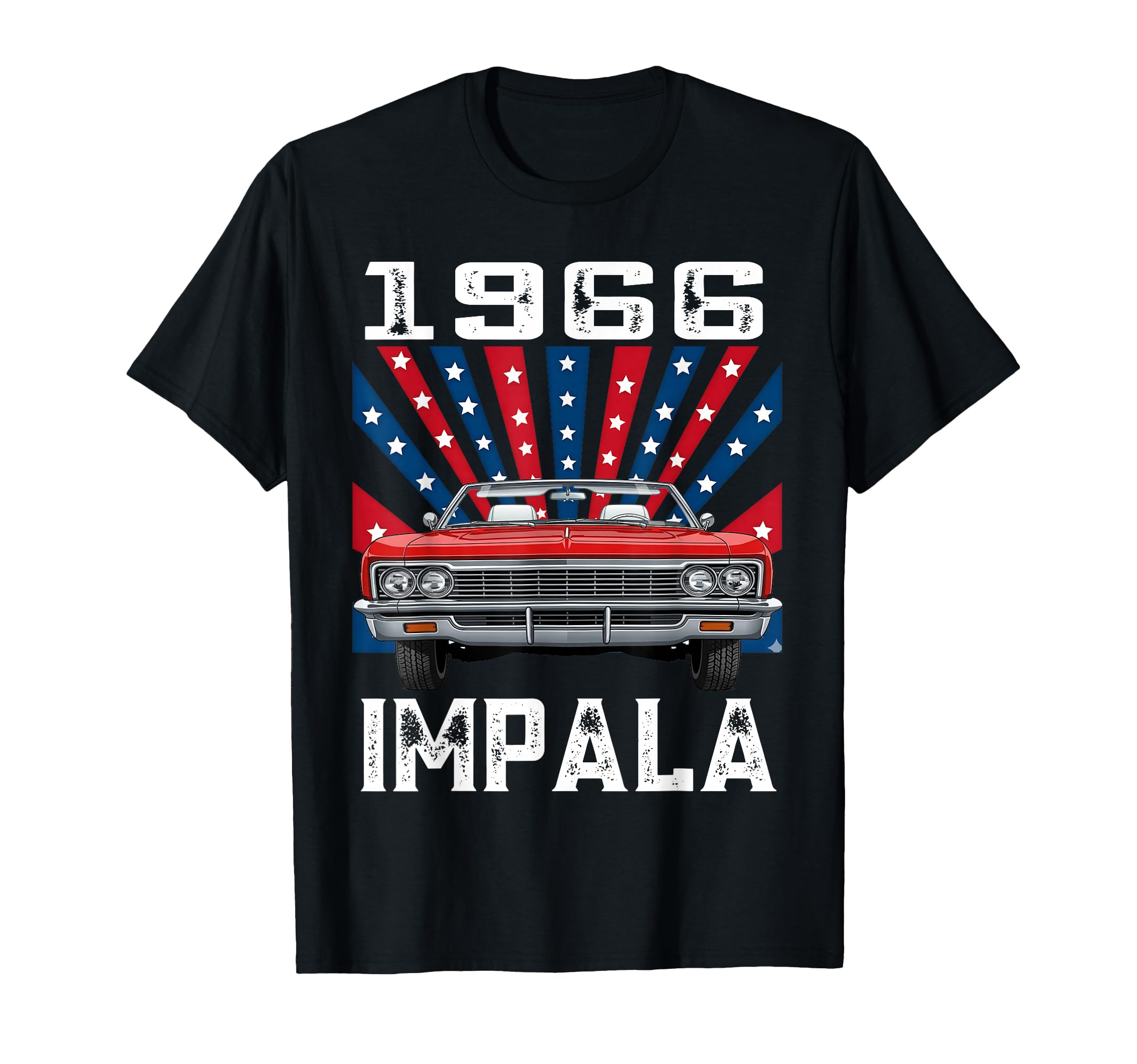 American Flag 1966 66 Impala Old T-Shirt - Trendy Graphic for Adults - T-Shirt, Sweatshirt, Hoodie