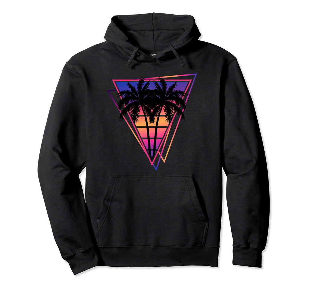 Synthwave Vaporwave Triangle Palm Trees Hoodie - Unique Graphic for Adults - T-Shirt, Sweatshirt, Hoodie