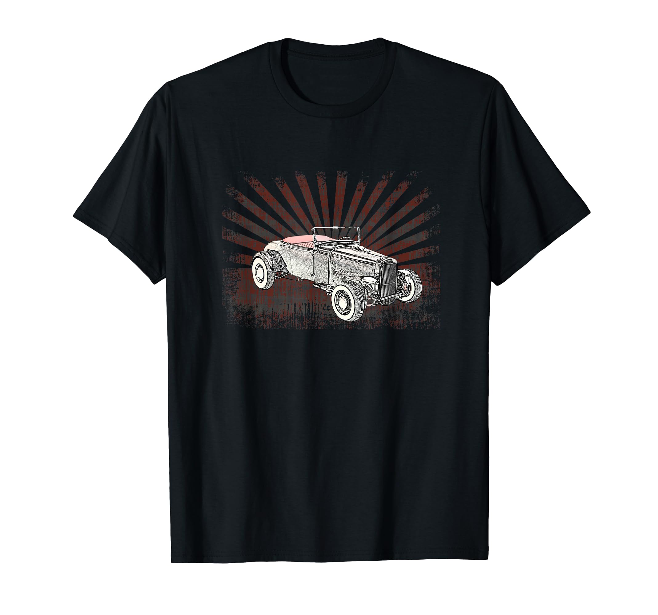 Hot Rod Convertible Car Sunburst T-Shirt - Unique Graphic Unisex - T-Shirt, Sweatshirt, Hoodie